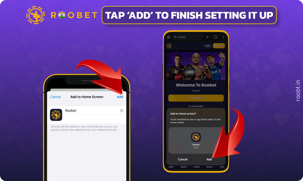 Click Add to download the Roobet application